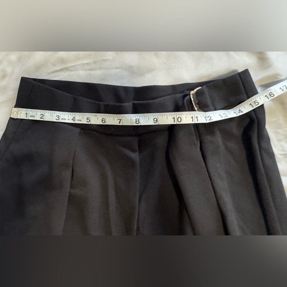 Black Wide Leg Pants Womens High Waisted Belted Trousers Gold Buckle Workwear - Picture 5 of 10